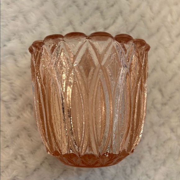 None Other - Vintage Pink Elegant Cut Glass Votive Candle Holder